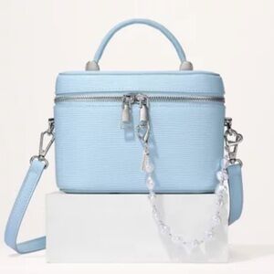 Bloomingdale’s Light Blue Faux Leather Vanity Bag